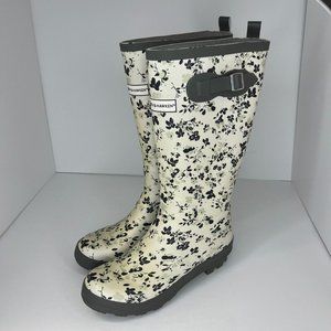 Smith & Hawken Womens 084097230 Tall Cream Floral Rubber Size 9 Gardening Boots